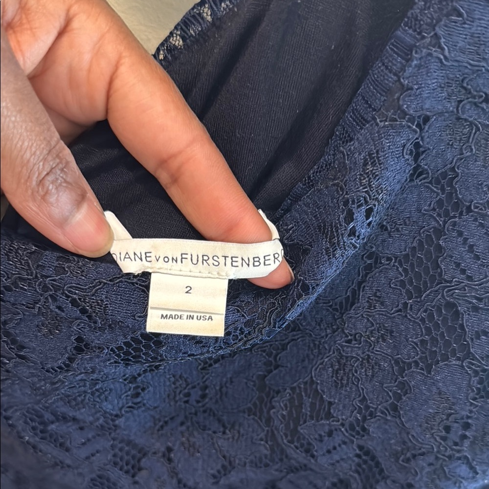 Diane Von Furstenberg Zarita Navy Blue Lace Dress - Picture 6 of 9